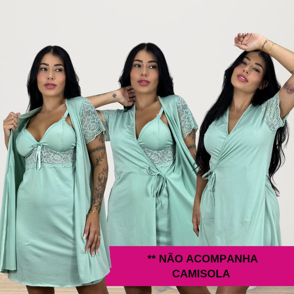 Robe com Renda Luxo Conforto Sensual linha noite Maternidade Gestante Amamentação BeLIT Linha Noite - 1703