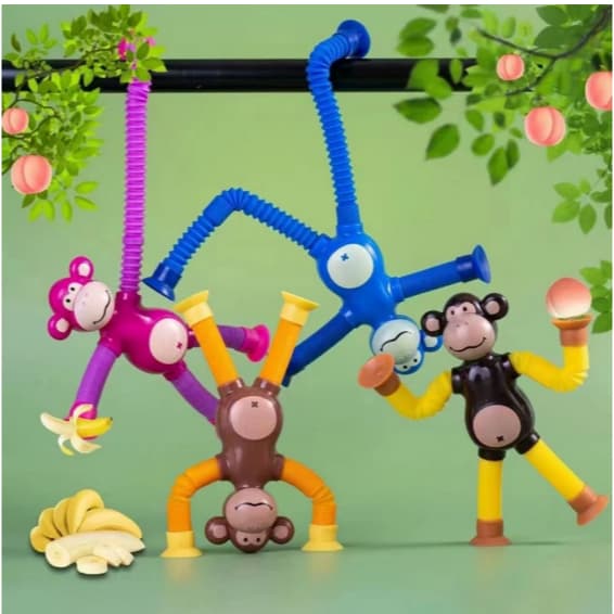 Pop Tubo Estica e gruda Girafa Robô Macaquinho Cachorro Galinha Brinquedo Ventosa Infantil