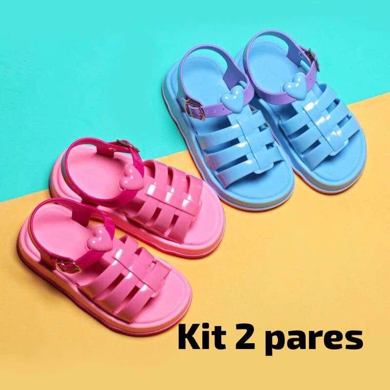kit 2 pares  sandalia baby menina modinha lançamento