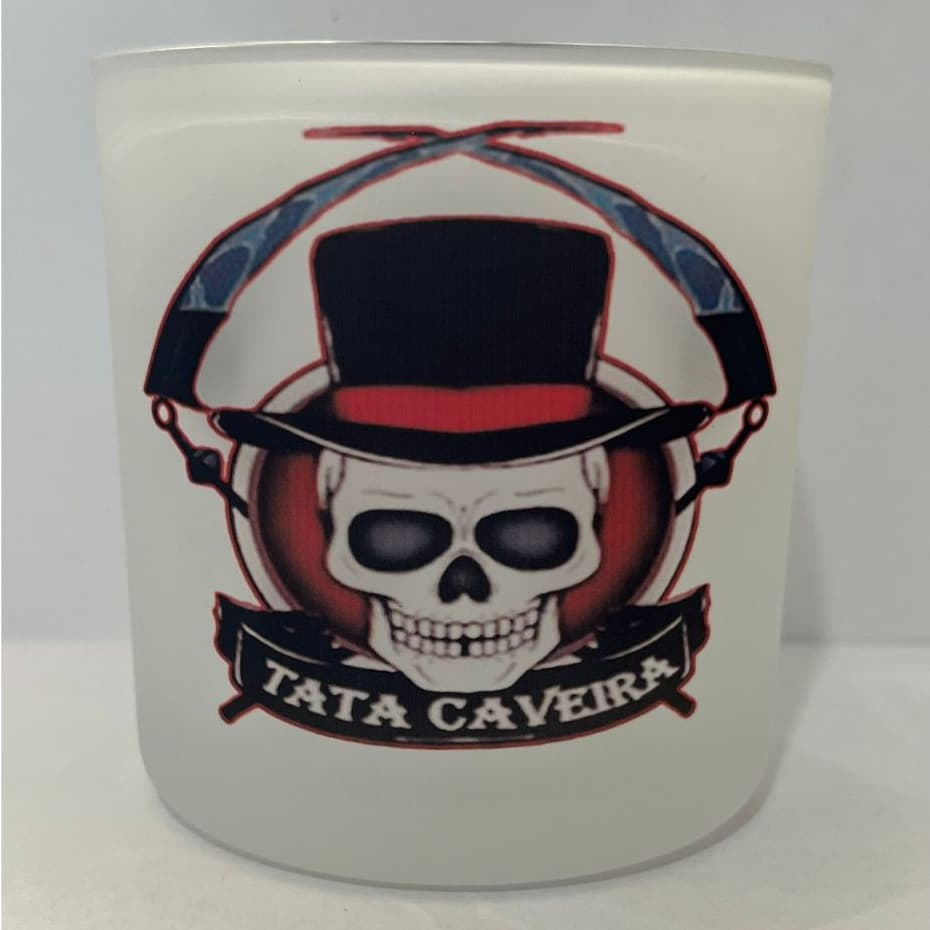COPO DE BEBIDAS E WISKY EXÚ TATA CAVEIRA 260ML VIDRO UMBANDA KIMBANDA E CANDOMBLÉ
