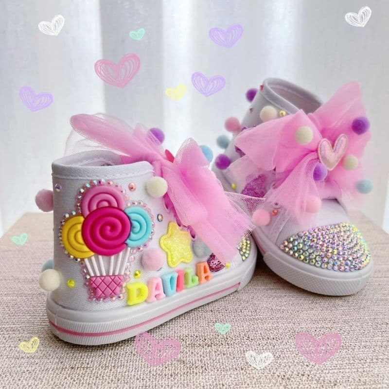 tênis  personalizado tema circo rosa