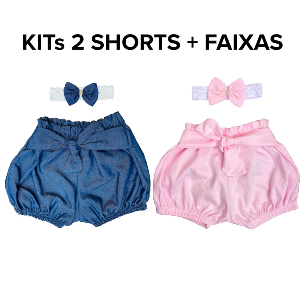 Kit Bebê 2 Short + Faixa Menina Verão
