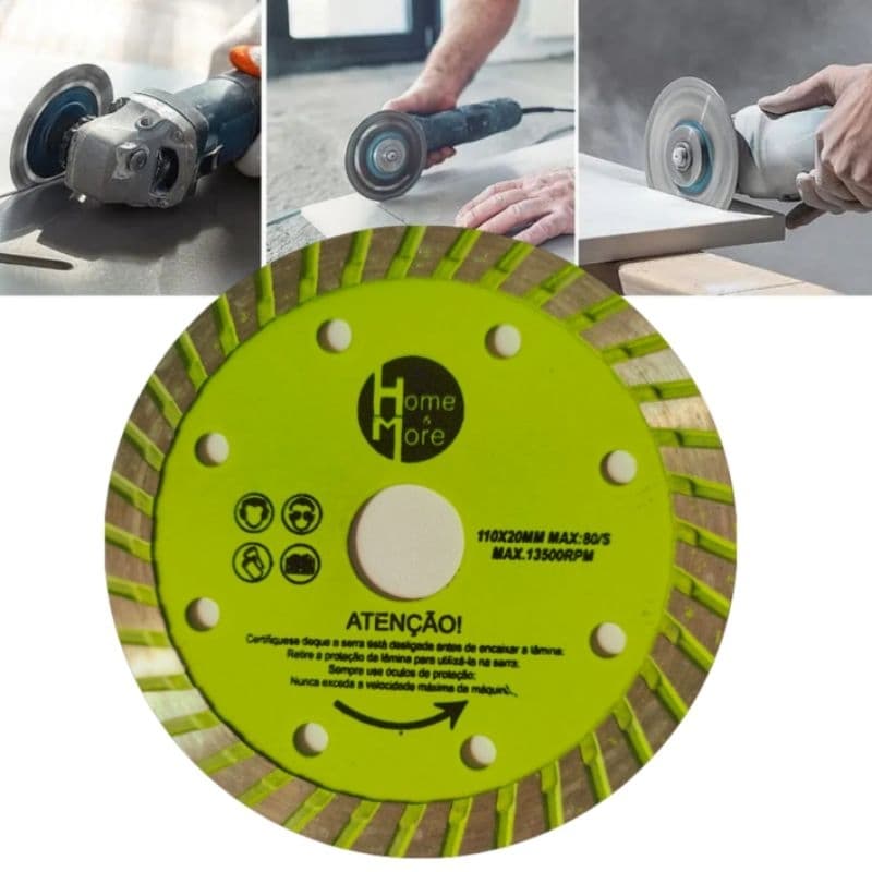 Disco De Corte Diamantado Turbo 110 x 20mm Cortes Em Concreto Telhas Granito Mármore Pedras