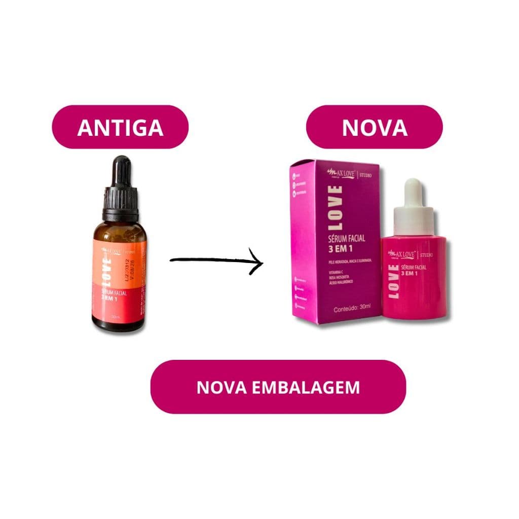 Sérum Facial 3 em 1 Max Love + Rolo Massageador Facial - Pedra Jade - Melhora a circulação sanguínea e Reduz inflamações e inchaços