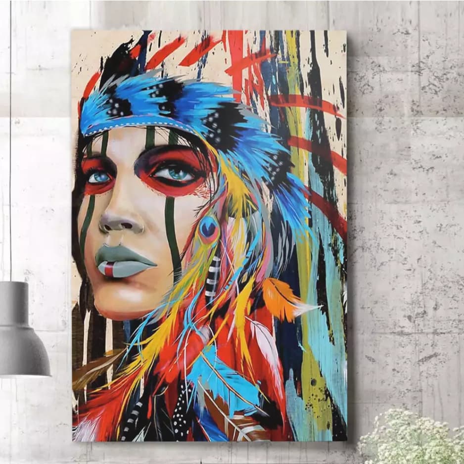 Quadro Decorativo Pintura de Índia GRANDE 1,10X0,90