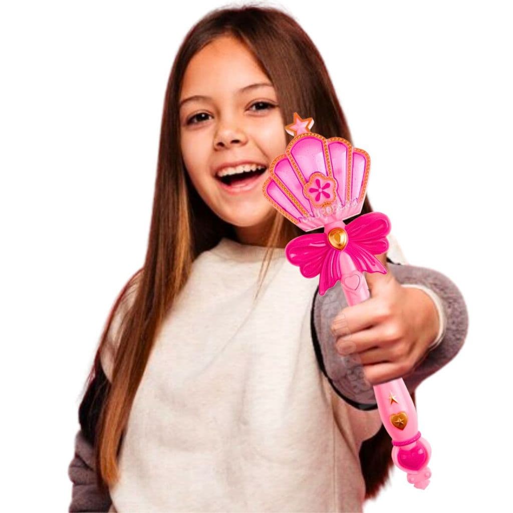 Varinha magica das Princesas Rosa 12 Musicas Luz Led Brinquedo infantil menina 5 Anos Fada Fantasia