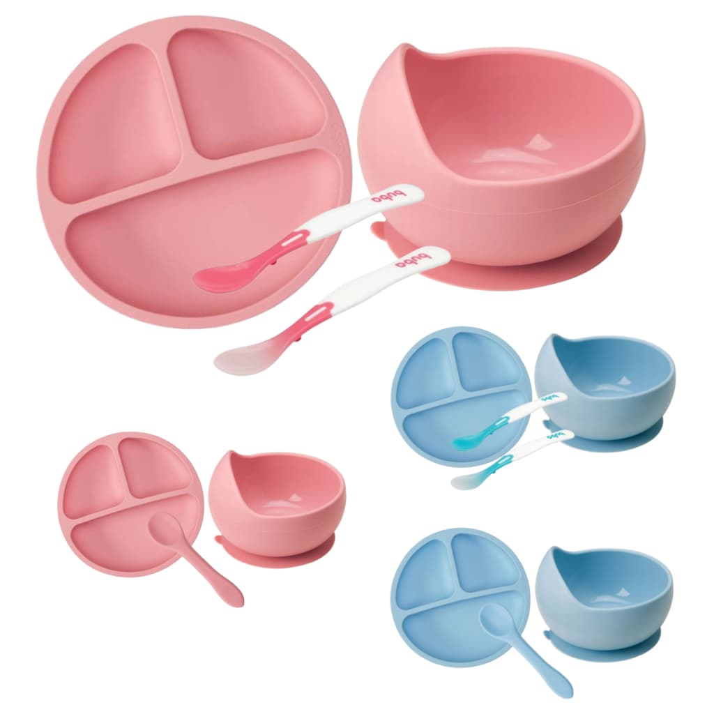 Kit Introdução Alimentar Buba Prato em Silicone com Divisórias e Ventosas Prato Bowl com Ventosa Colheres Termossensíveis Colher Silicone