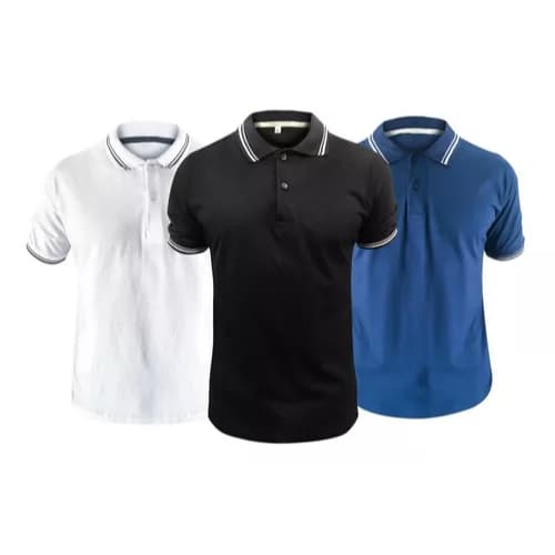 Kit 3 Camisa Gola Polo Lista Mascuino Malha Piquet