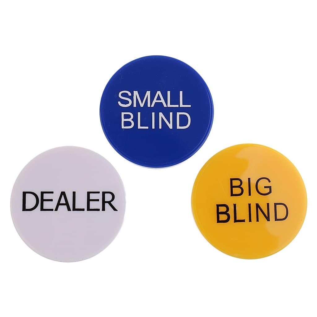 3 Fichas Para Poker Dealer, Big Blind, Small Blind, Botão em pvc