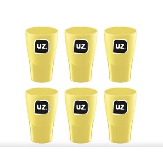 Kit 6 Copo Plastico 500ml Resistente Suco Refrigerante amarelo