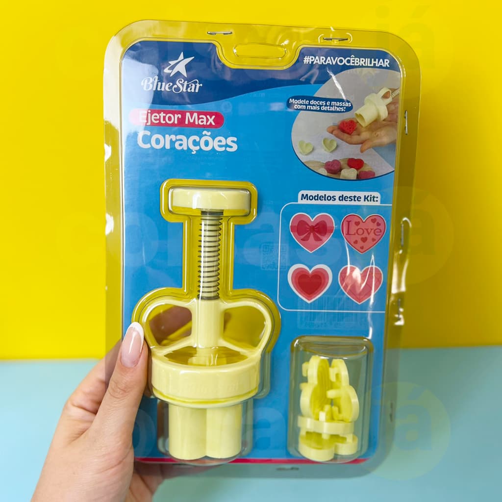 Kit Ejetor Max Blue Star Modelar Massas Brigadeiros e Doces Coração Flores