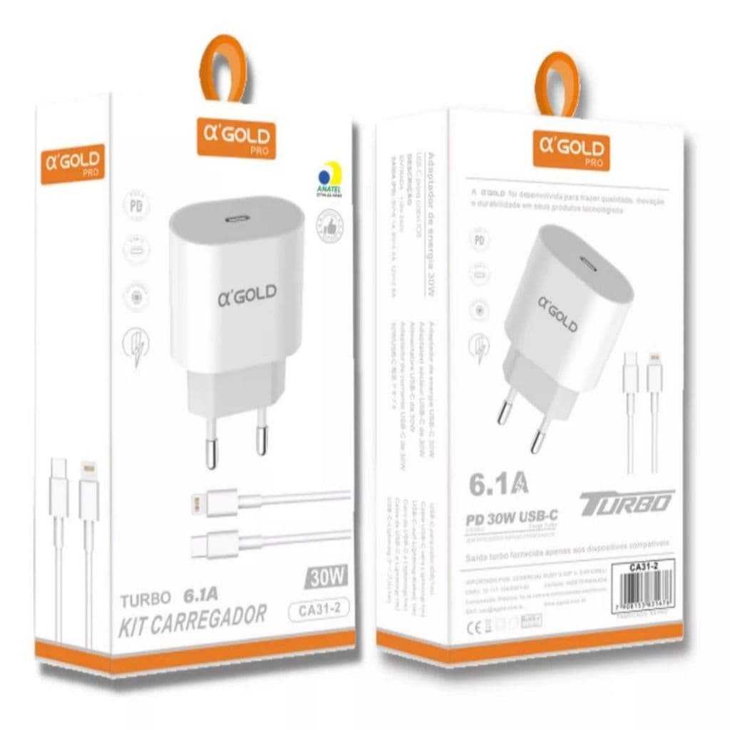 Carregador Turbo 30w Para iPhone 8 X Xr 11 12 13 14 15 Promoção