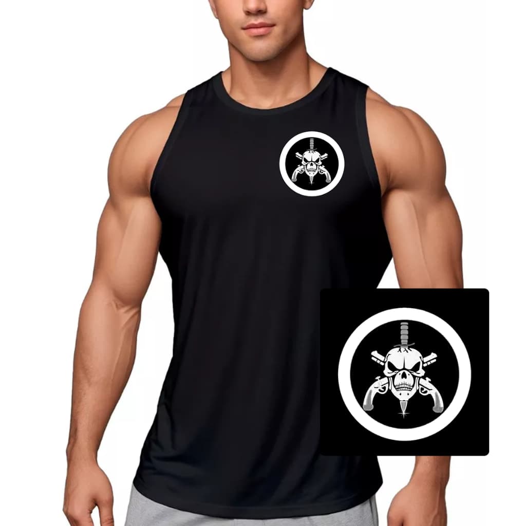Camiseta Regata Dry Fit Masculina Caveira Bope Treino Academia Musculação Muscle Fit
