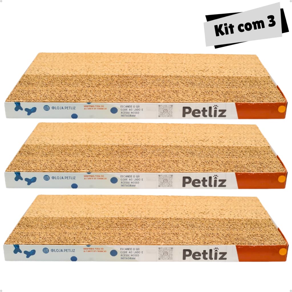 Kit 3 Brinquedo Para Gatos Arranhador Plano Antiestresse De Papelão - Petliz