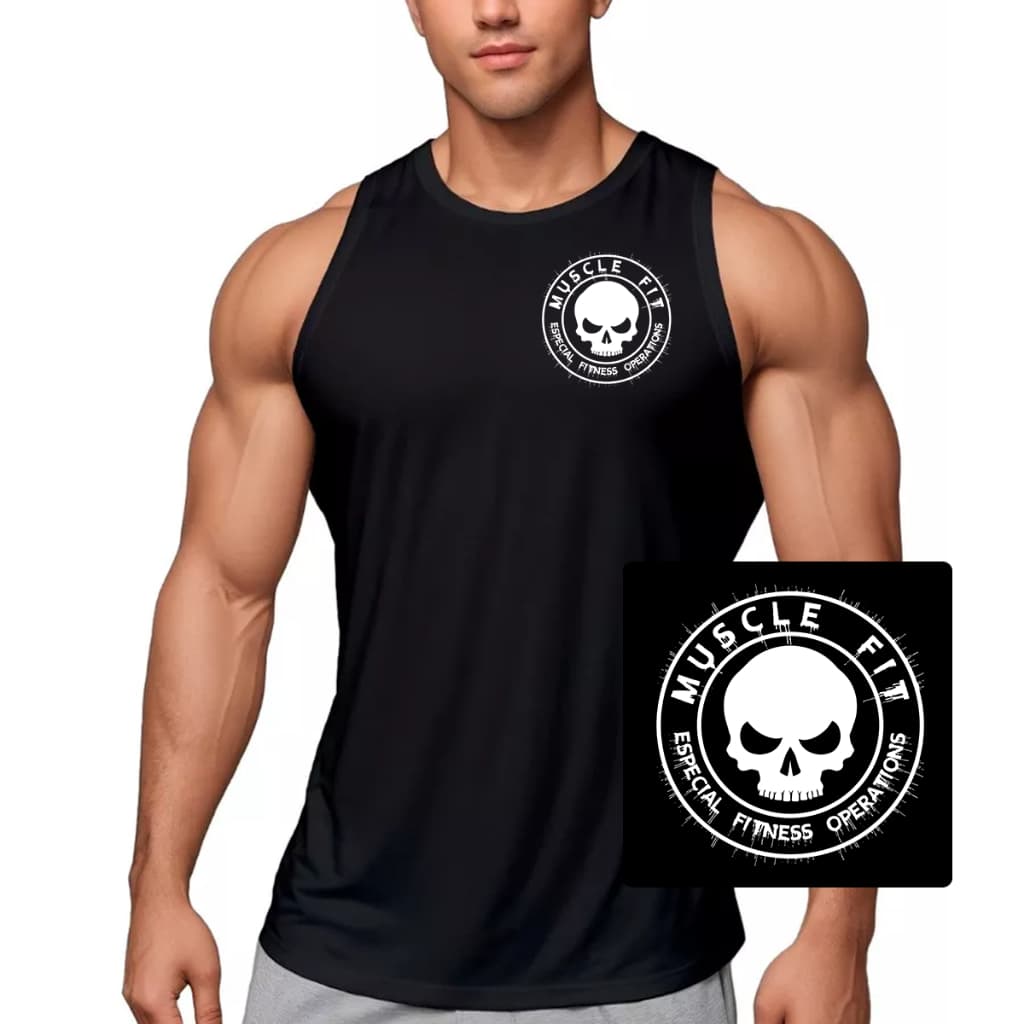 Camiseta Regata Dry Fit Original Masculina Caveira Muscle Fit Fitness Treino Musculação