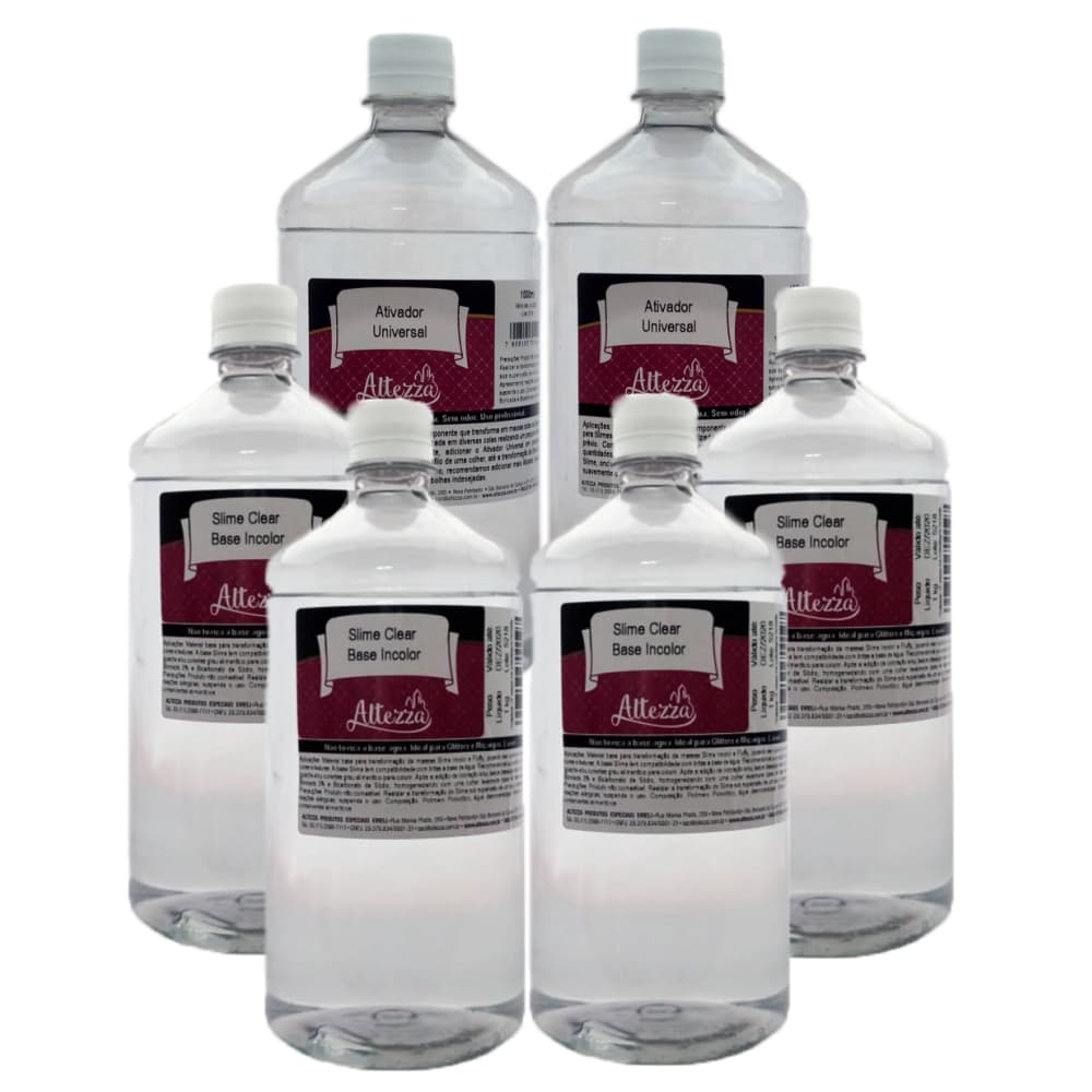 Kit 4 kg Base Slime Clear Incolor + 2 L Ativador Universal para Slimes