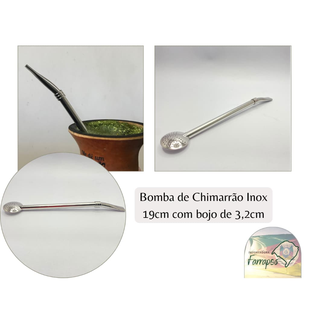 Bomba de Chimarrão Inox 19cm