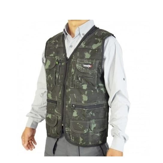 Colete Mtk Fotografo Pesca Biologo Free 14 Bolsos Caqui preto Verde Camuflado Poliamida