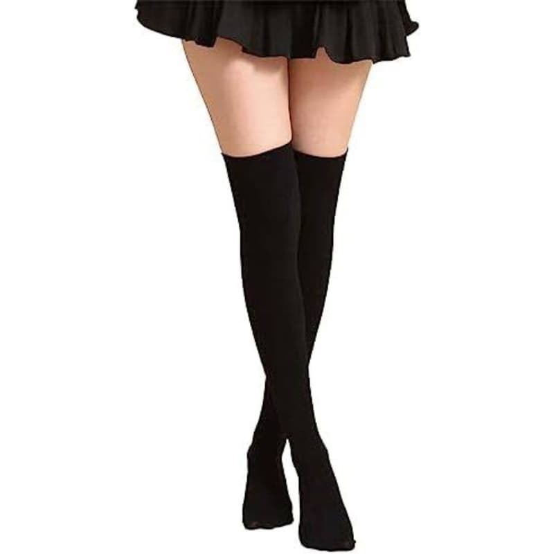 Meia 7/8 preta cosplay colegial