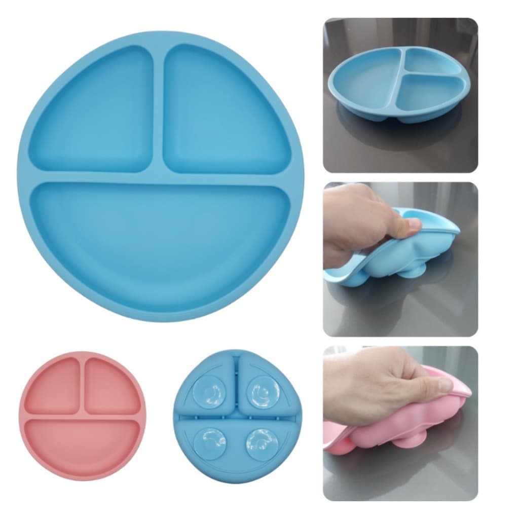 Prato Tigela Refeição Infantil Silicone Ventosa Criança Bebês Pratinho Baby Introdução Alimentar