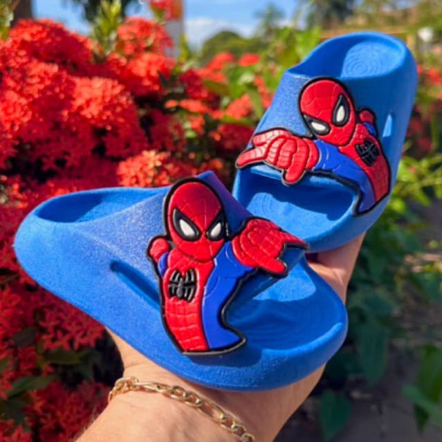 Chinelo Slide Nuvem Infantil Masculino Menino Aranha Kids Confortável