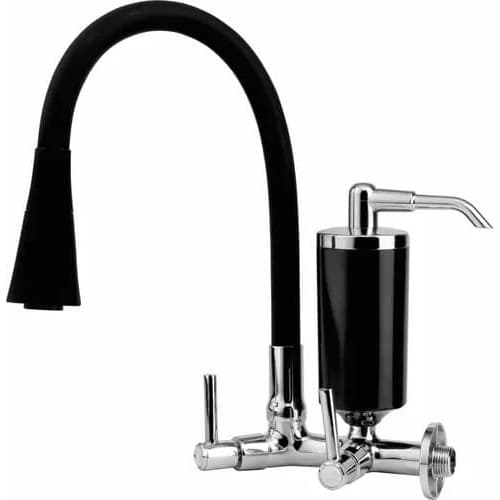Torneira Cozinha Gourmet Filtro Parede Tubo Cone Luxo preto black, Torneira Com Filtro