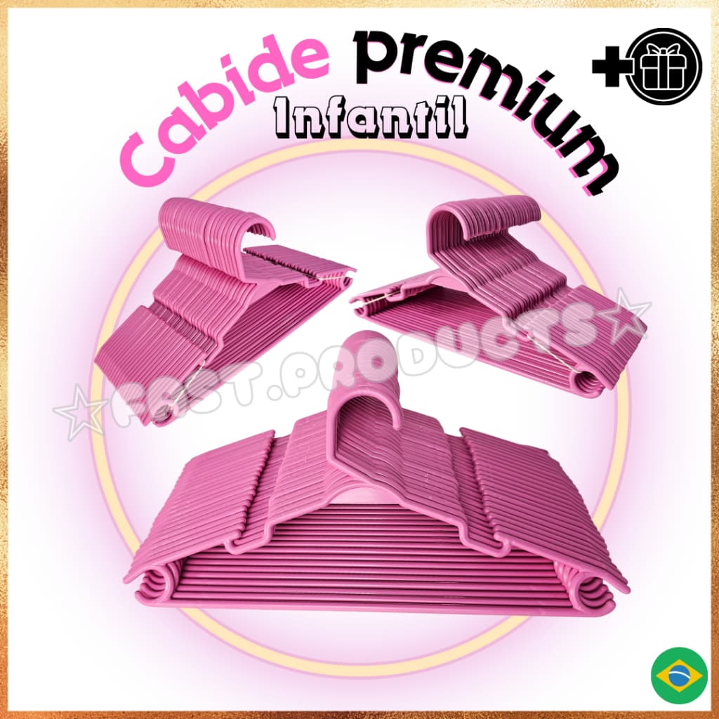 Cabide Infantil Rosa Reforçado kit 100unidades.