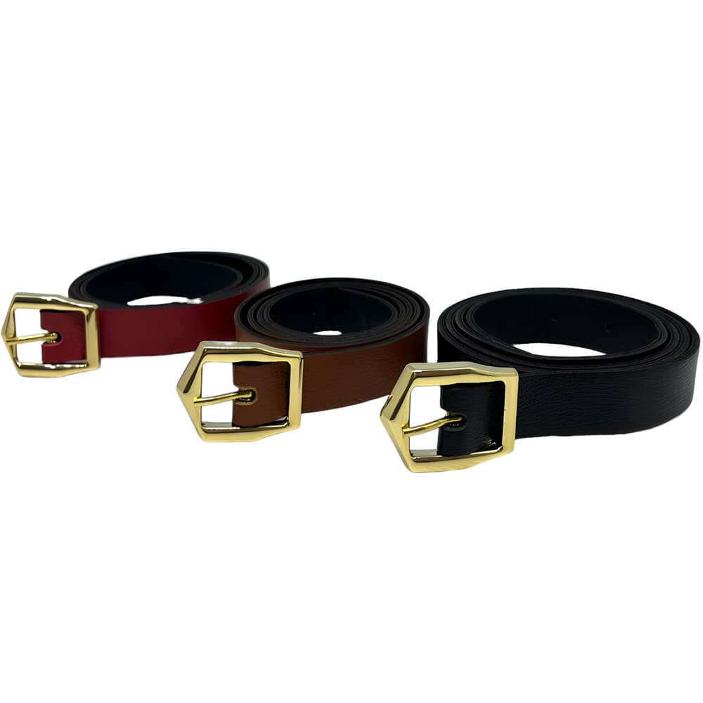 Kit 3 Cintos Femininos Fino Casual 100% Couro Legítimo Elegante Com Fivela Dourada