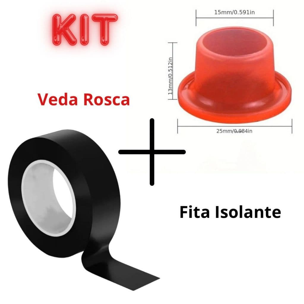 Kit Veda Rosca Silicone 15 pçs + 1 Fita Isolante Vinil 5 mts