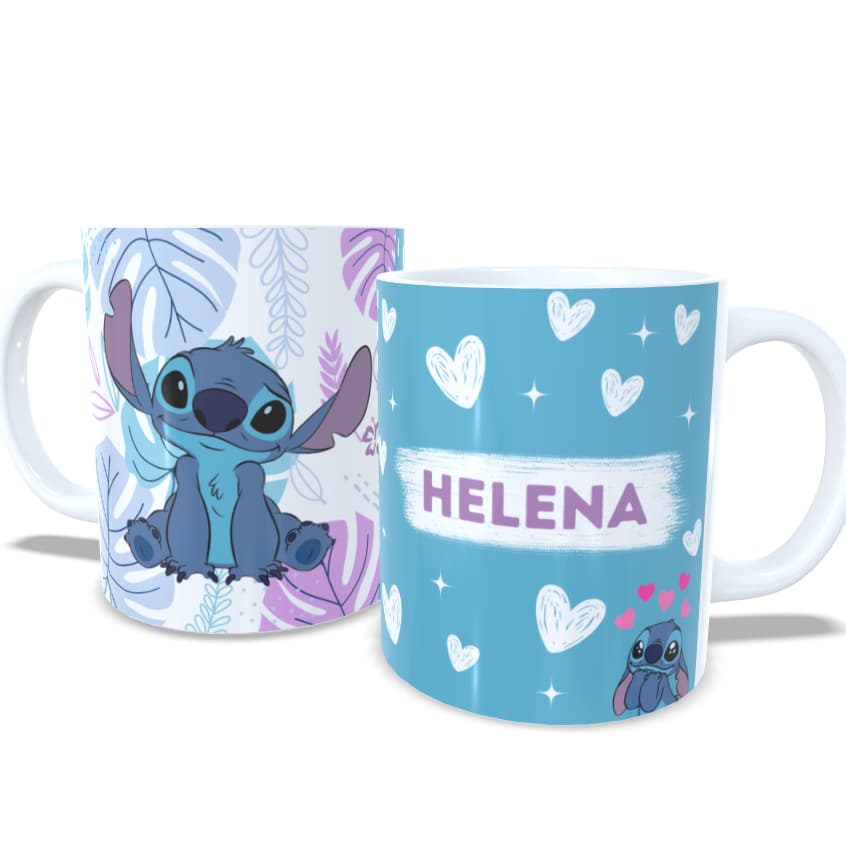 Caneca Personalizada Stitch Lilo E Stitch Azul Com Nome, presente Xícara Stitch