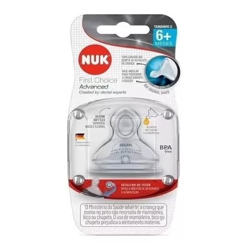 Bico De Silicone Advanced Líquidos Médios- Nuk First Choice +6Meses