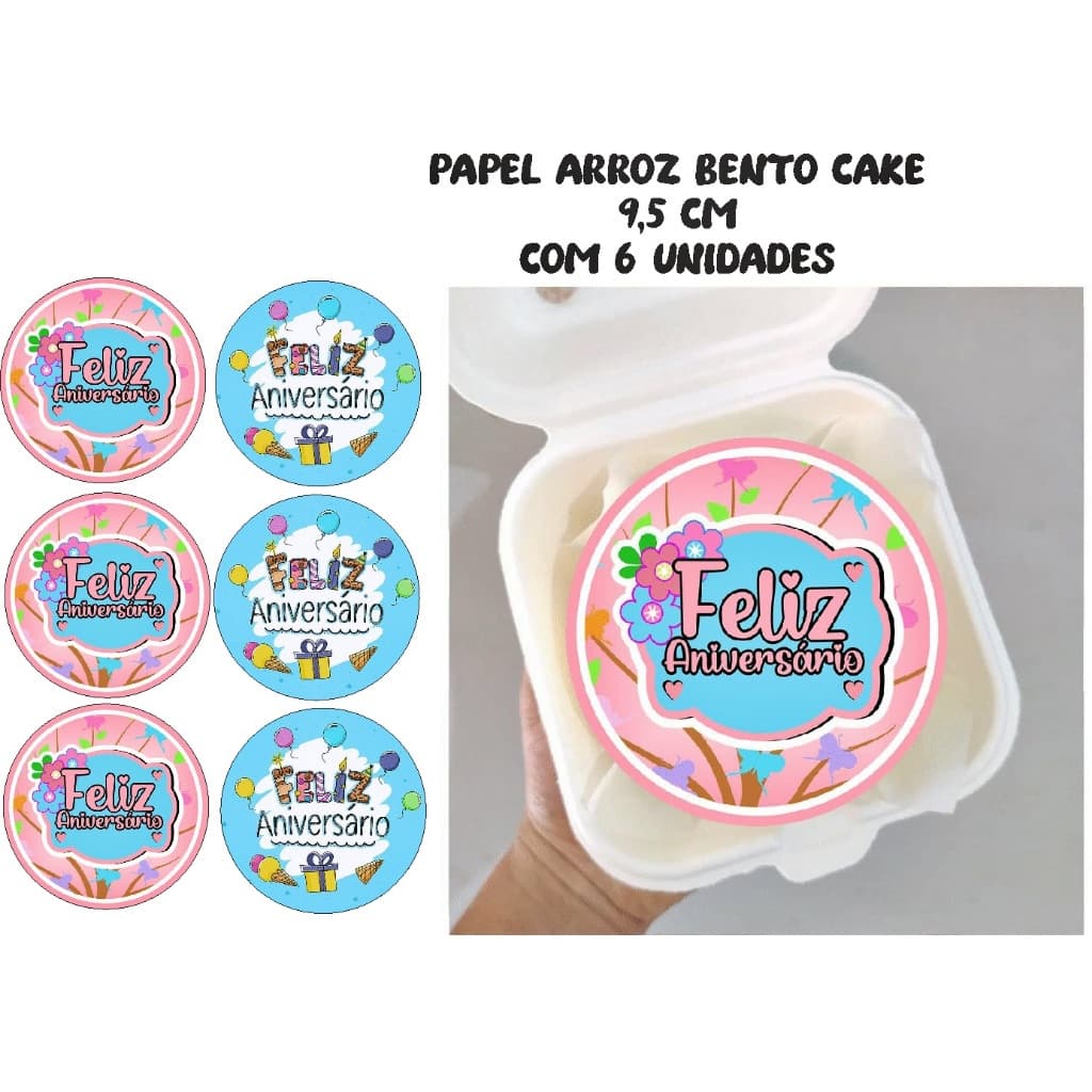 Papel de arroz personalizado Bento cake, bolo flork,Mini Bolo, Bolo Marmita, chá revelação
