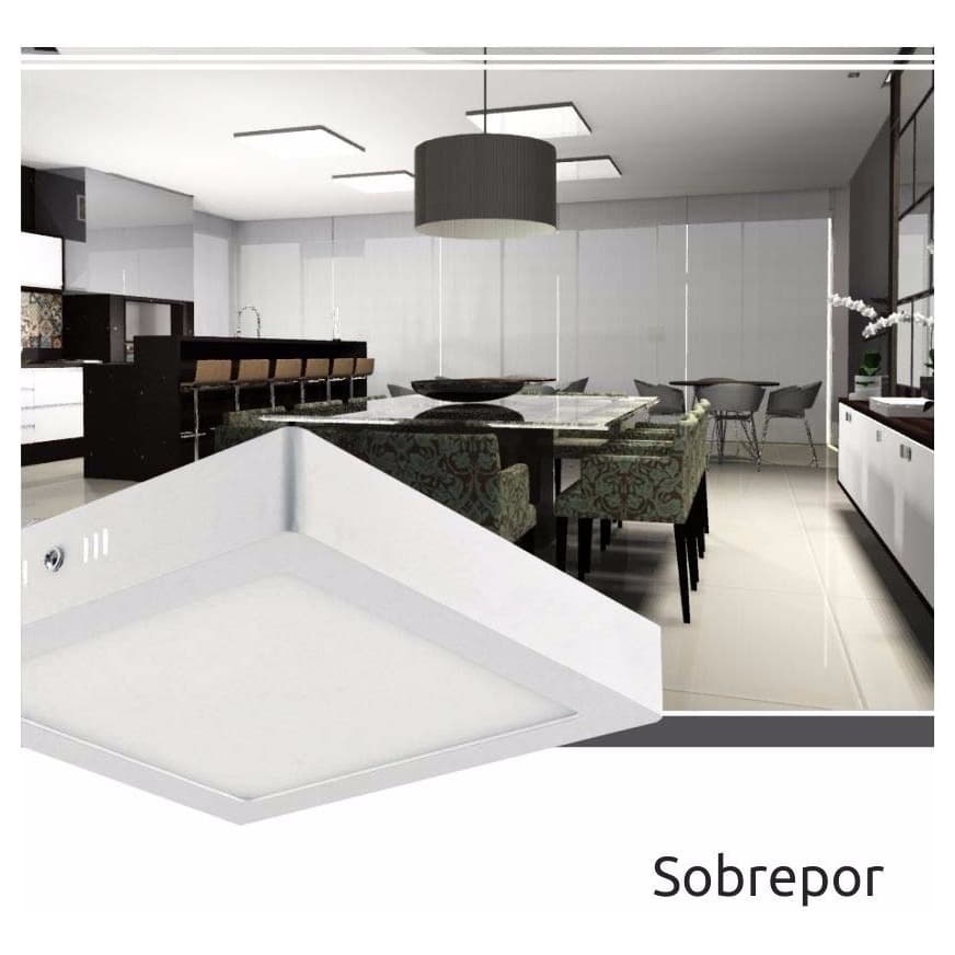 Painel Sobrepor Quadrado 12W  Quente 3000k