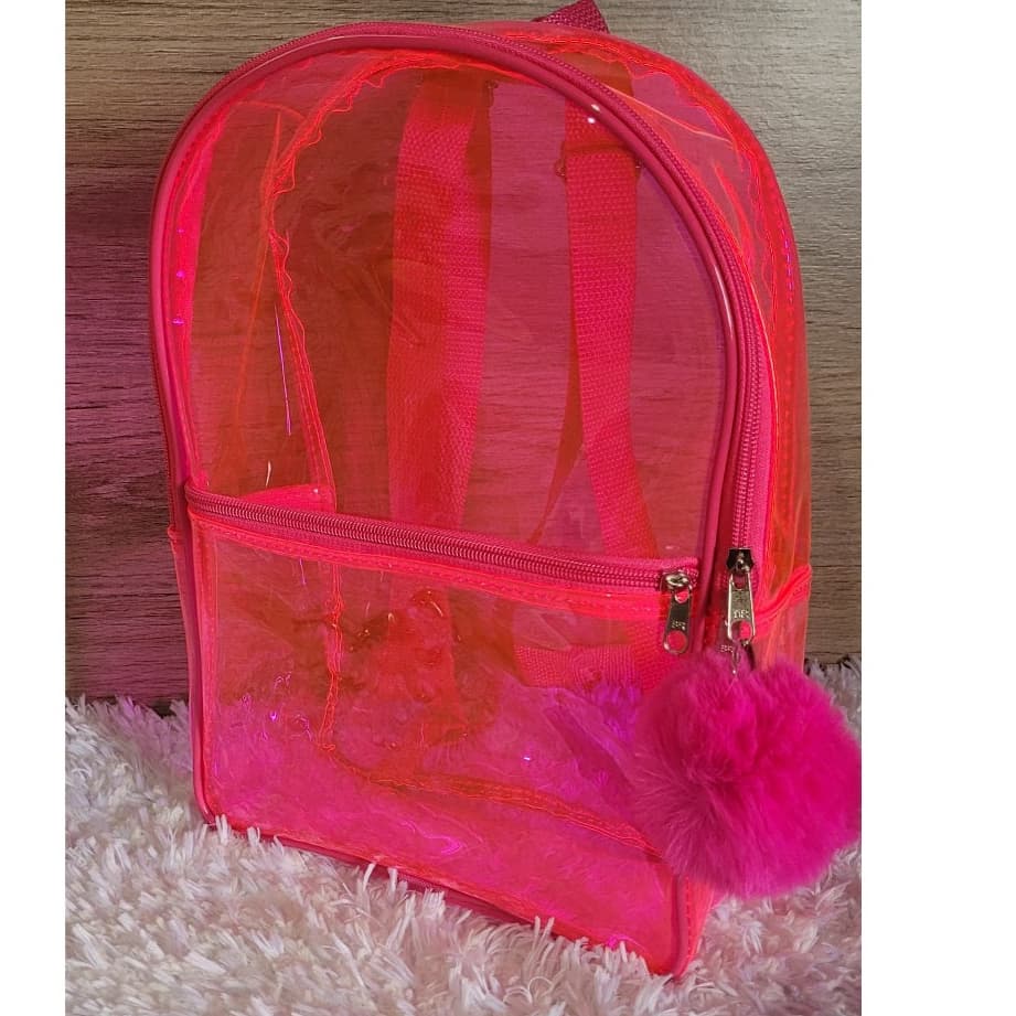 Mochila Plástico Neon Transparente Cristal/trabalho/escola/praia/enfermagem