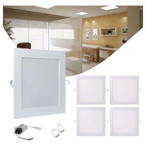 Kit 5 Painel Plafon Embutir Slim Led Quadrado 6w Frio alumínio iluminação residencial comercial