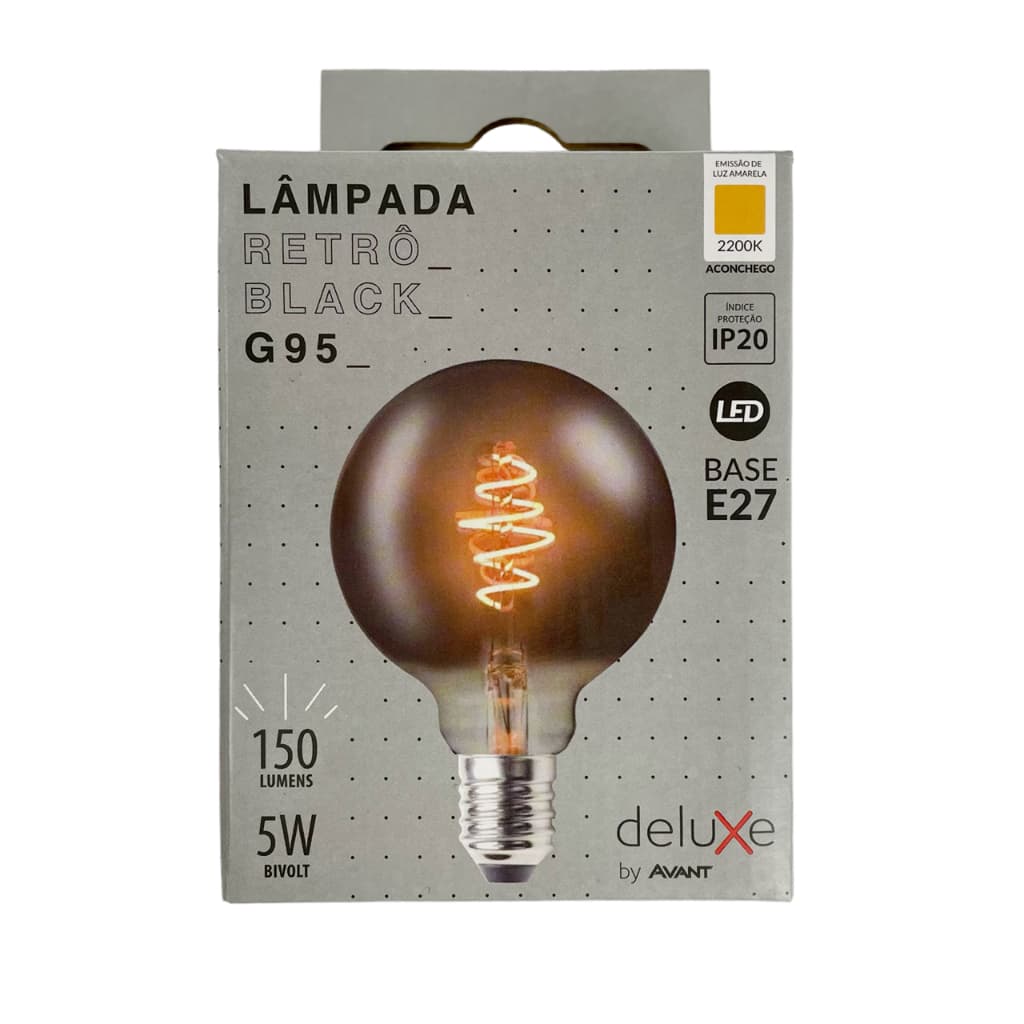 Lâmpada Led Retro Black G95 5w 2200k Avant Branco Quente