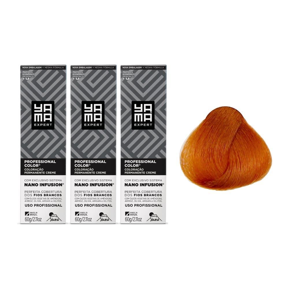 Kit C/3 Colorações Prof Color Nano 8.4 Louro Claro Acobreado Yamá