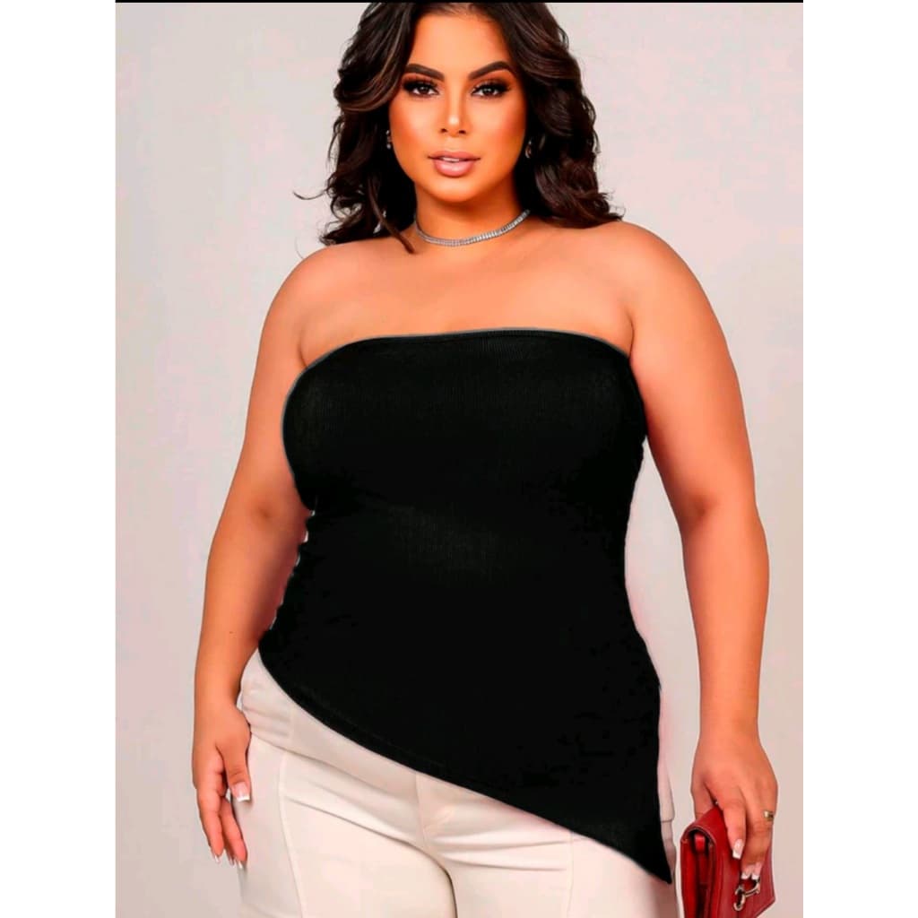 Blusa Tomara k Caia Plus Size Cropped Com Bojo top faixa gg 44/46 g1 48/50