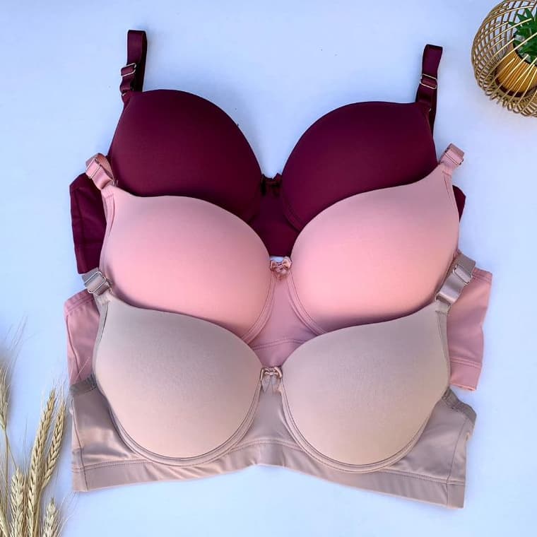 Kit com 3 Sutiãs Plus Size Com Bojo Soutien Reforçado com Alças Largas Aro de Metal Super Confortável