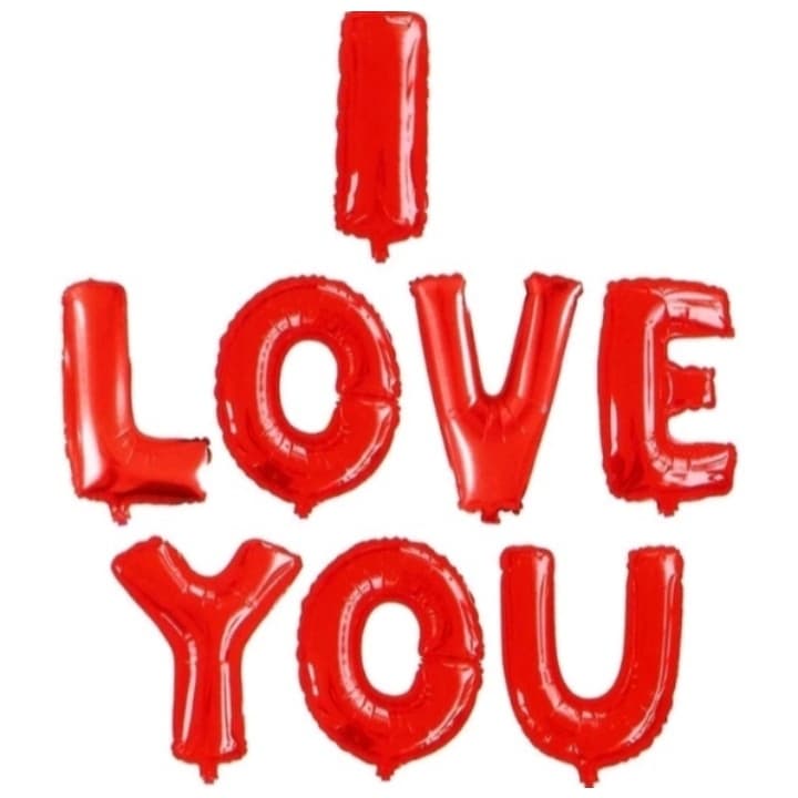 Balão Metalizado Letras I Love You Vermelho 40cm
