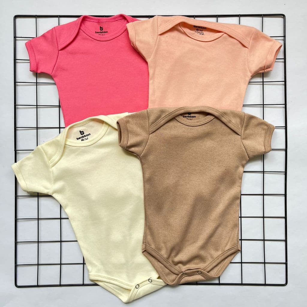 Kit Body Liso Bebê Menina 4 Peças 100% Algodão.