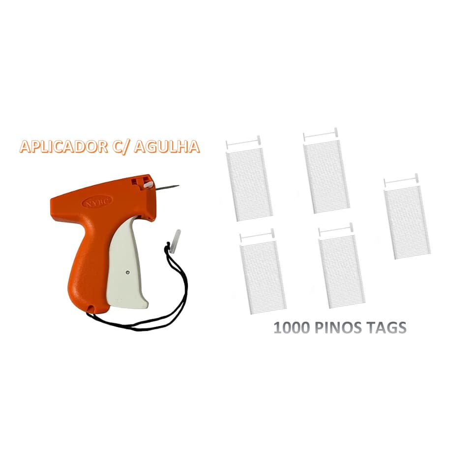 Kit  Aplicador de Etiquetas  + 1000 Pinos Plásticos Fix Pin para Roupas e Tecidos