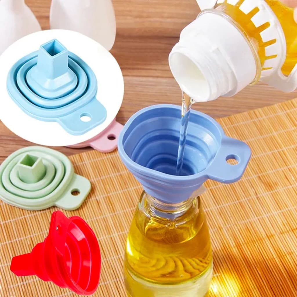 Funil Dobrável Retrátil Silicone Flexível Cozinha