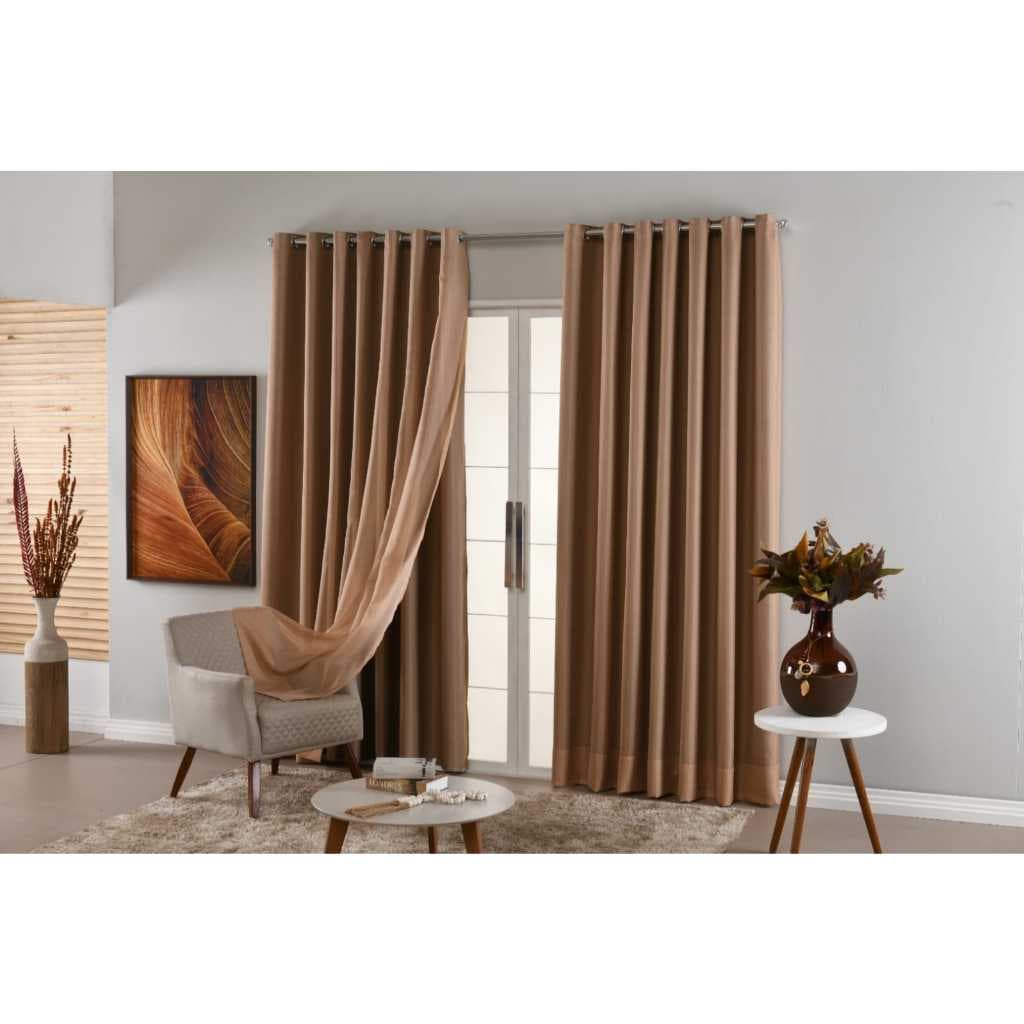 Cortina Blackout Tecido 4,00/2,30 Com Voil Sala E Quarto