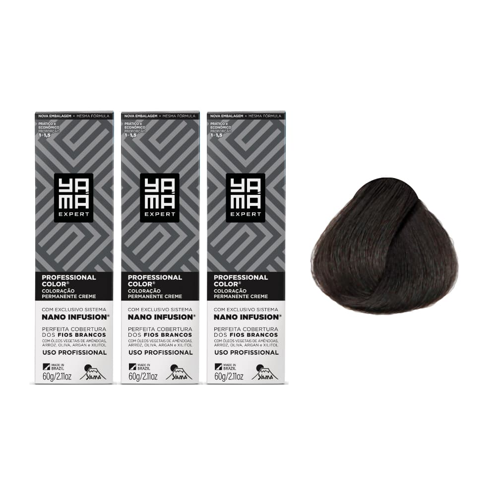 Kit C/3 Colorações Prof Color Nano 5.0 Castanho Claro Yamá