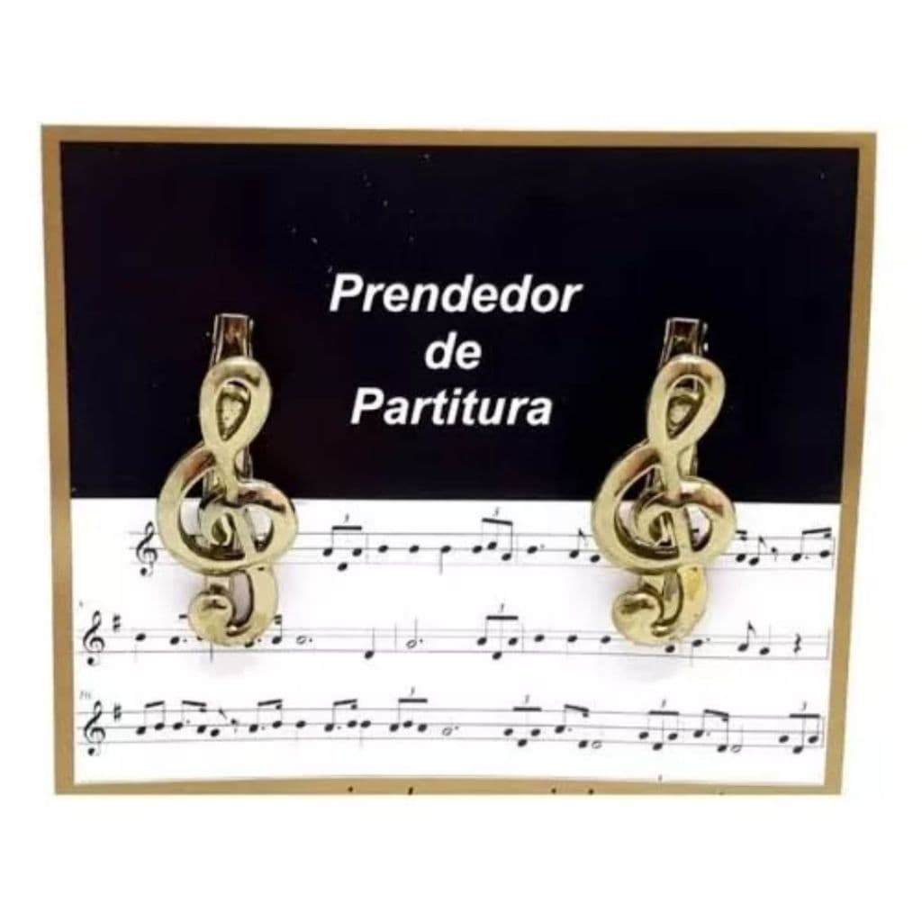 Prendedor De Partitura - Clave De Sol Dourado Paganini