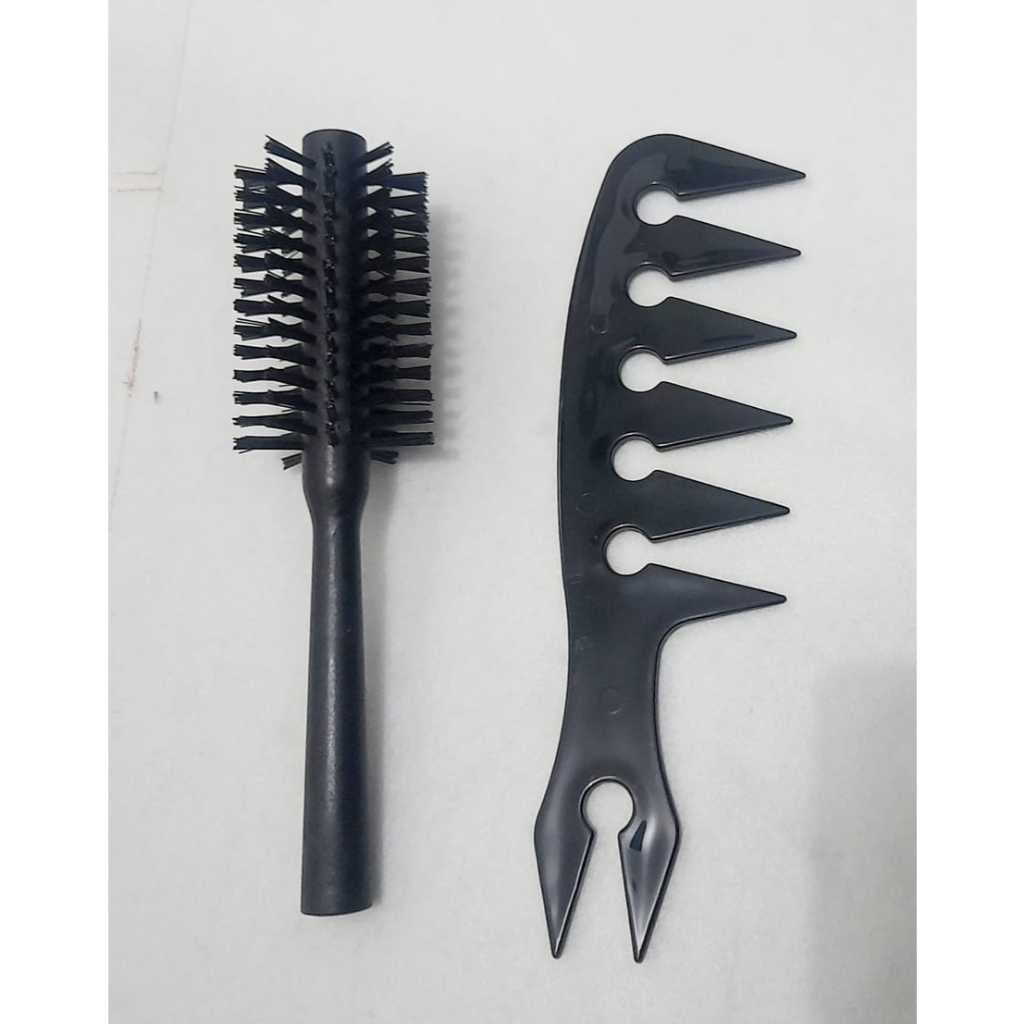 Escova de madeira cerdas mistas + pente quiff