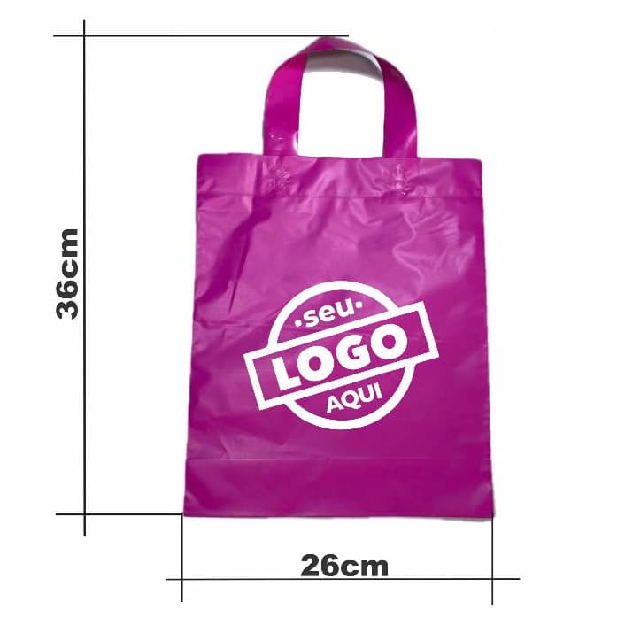 Sacola Plástica Alça Fita 26x36 Personalizada 50/100/250/500 Unidades