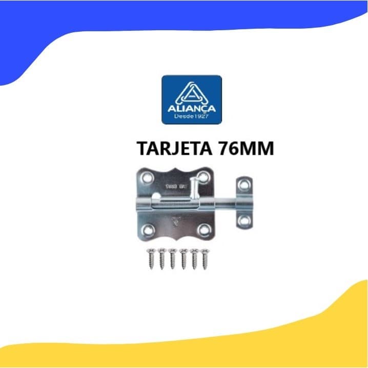 TARJETA FECHO FERROLHO TRANCA ZINCADO 76MM COM PARAFUSOS em estoque.