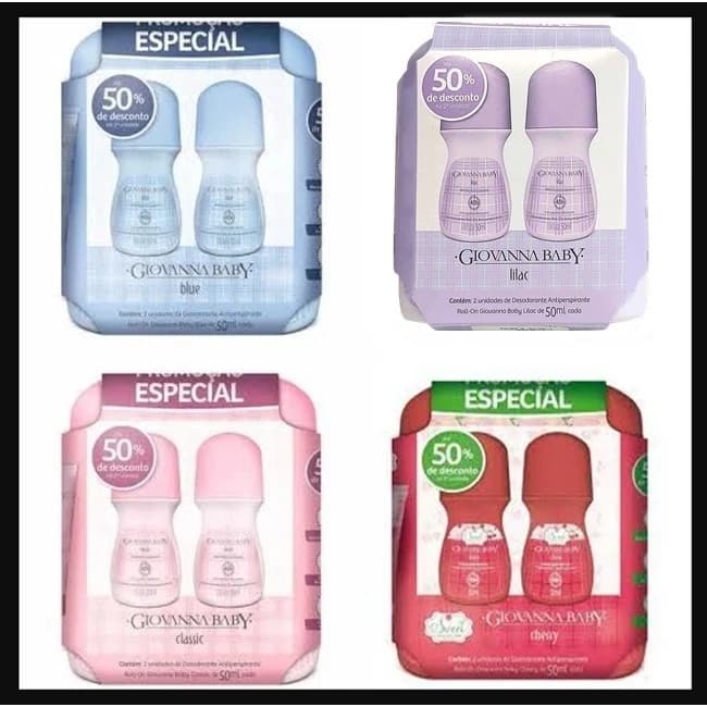 Kit Desodorante Rollon Giovanna Baby Lillac 50 ml 2 Unidades